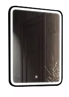 Comforty 00-00005256 Нобилис Зеркало 60х80 см, LED подсветка, бесконтактный сенсор, черная рамка