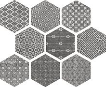 Керамогранит Ape Soft Hexagon Kendo Mix Grey 23*26 (HexagonKendoMixGrey23*26) купить в интернет-магазине Сквирел