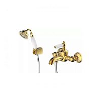 Bravat F675109G-B Art Смеситель для ванны с коротким изливом и аксессуарами, золото