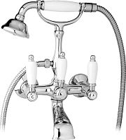 Cezares FIRST-VD-01-Bi Смеситель для ванны, с ручным душем, хром/ручки белые