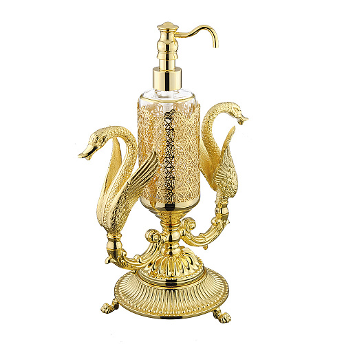 Migliore 26220 Luxor Дозатор жидкого мыла "Два лебедя", декор золото/золото купить в интернет-магазине Сквирел
