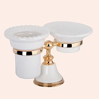 TW Harmony TWHA141bi/oro 141, настольный держатель с мыльницей и стаканом, керамика (бел), цвет: белый/золото, купить  в интернет-магазине Сквирел