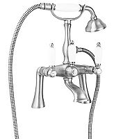 Cezares FIRST-PBV-01-Bi Смеситель на борт ванны, с ручным душем, хром/ручки белые