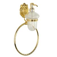 Migliore 16683 Cleopatra Дозатор жидкого мыла с кольцом, стекло прозрачное с матовым декором/золото