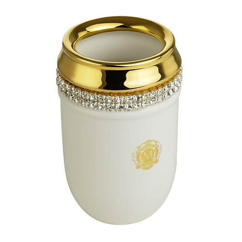 Migliore 26592 Dubai Стакан настольный, белый/Swarovski/декор золото/золото купить в интернет-магазине Сквирел