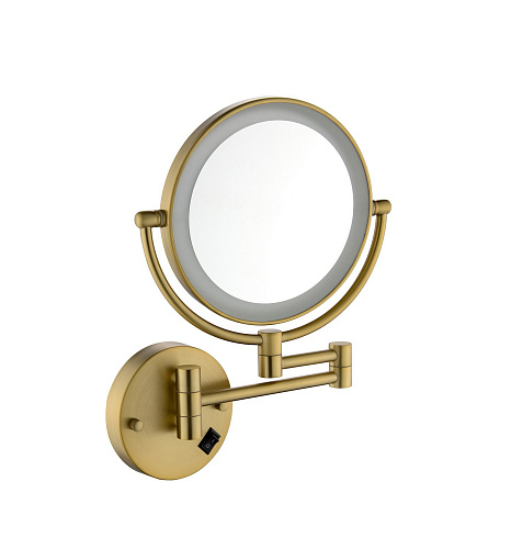 Зеркало с подсветкой двухстороннее Saona 13376/17 золото матовое купить в интернет-магазине Сквирел